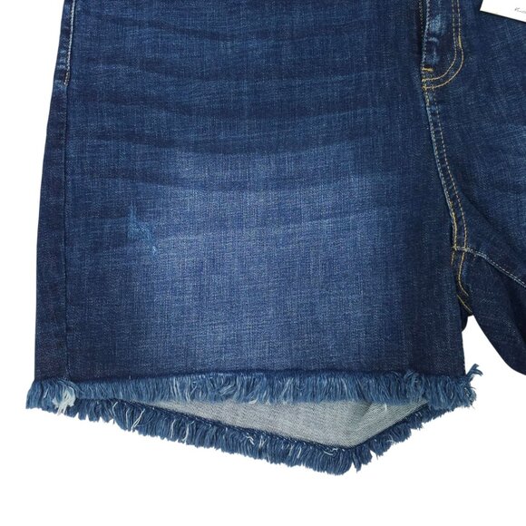 KanCan Denim Shorts Womens Size 3XL High Rise Dark Wash Stretch Frayed Hem NEW - Picture 10 of 16